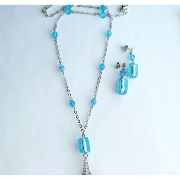 Murano Multi Colour Bead necklace earring set - Picture 6 of 9